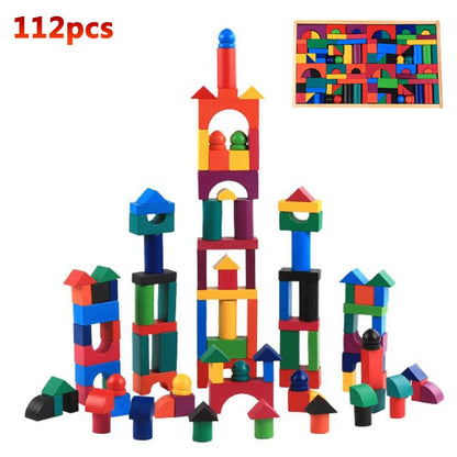 112-Piece Wooden Rainbow Domino Set