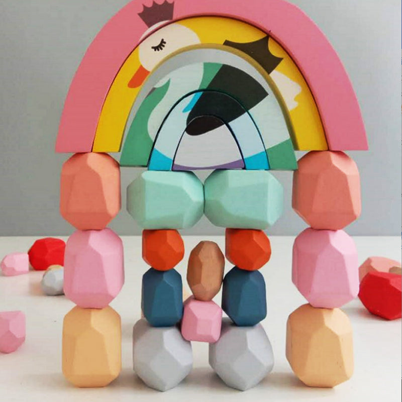 Nordic Style Wooden Stacking Stones – Educational Toy