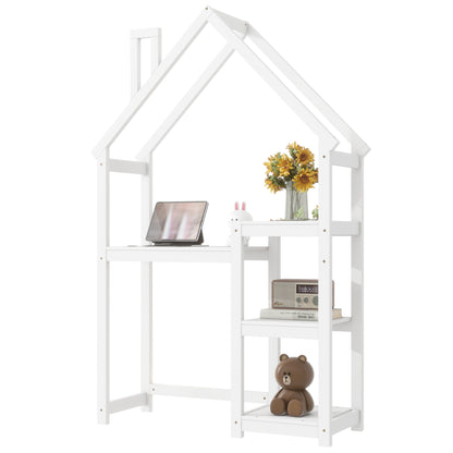 House-Shaped Kids Wooden Desk – Study Table & Bookshelf