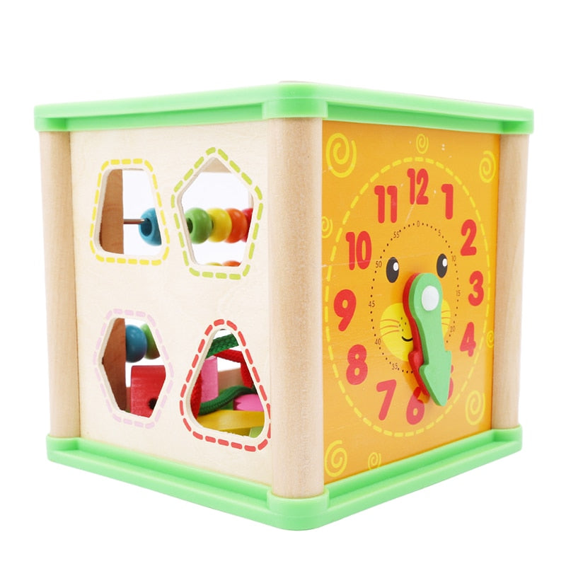 Multifunction Four Sides Treasure Chest Beaded Box Wooden Montessori Colorful Bead Math Toy Learning Education Toys For Children