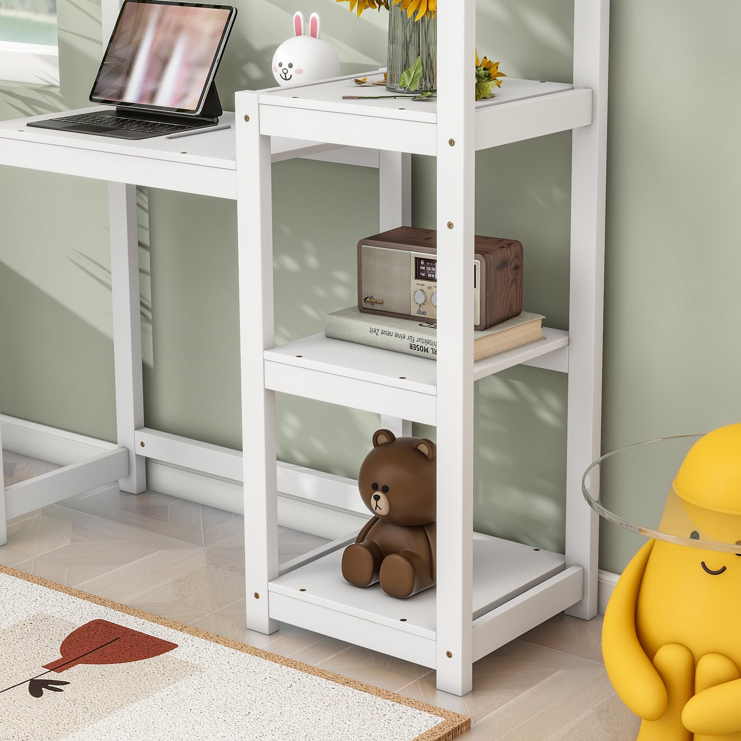 House-Shaped Kids Wooden Desk – Study Table & Bookshelf