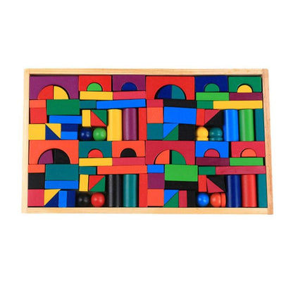 112-Piece Wooden Rainbow Domino Set