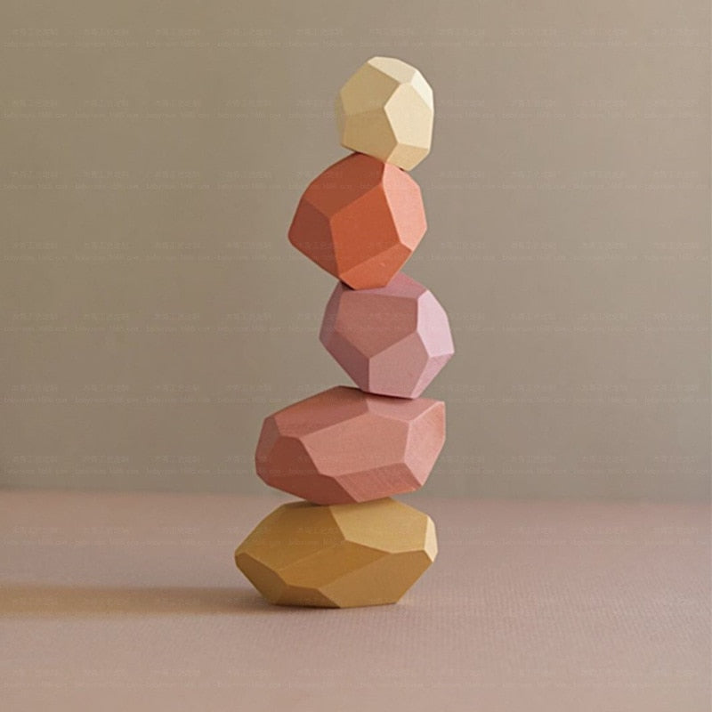 Nordic Style Wooden Stacking Stones – Educational Toy