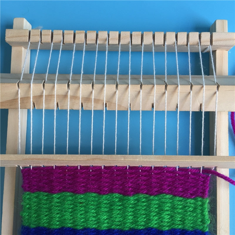 Wooden Weaving Craft Yarn Little Loom DIY Wool Knitting Machine Kids Educational Montessori Toys for Children Materials Kits Fun