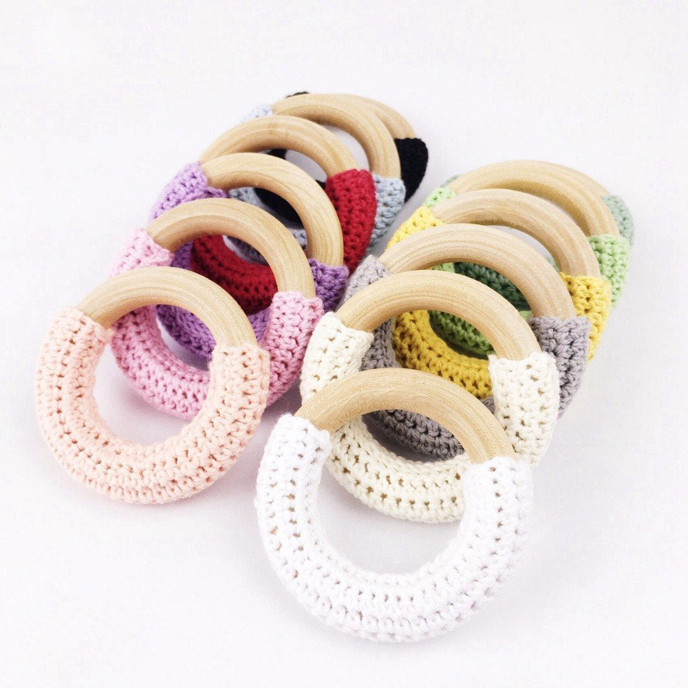 Natural Maple Wood Teething Ring Set – Safe Baby Teether