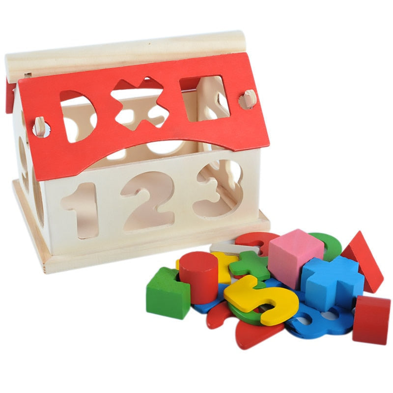 Wooden Toys House Number Letter Kids Children Learning Math Toy Multicolor Educational Intellectual Building Blocks