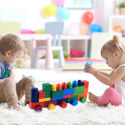 112-Piece Wooden Rainbow Domino Set