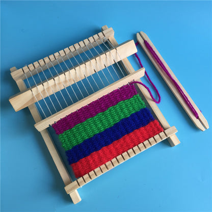 Wooden Weaving Craft Yarn Little Loom DIY Wool Knitting Machine Kids Educational Montessori Toys for Children Materials Kits Fun