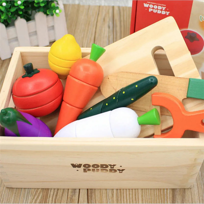 Montessori Cut Fruits and Vegetables Toy–Wooden Kitchen Toy