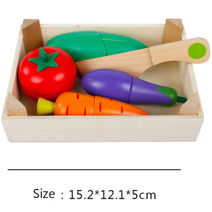 Montessori Cut Fruits and Vegetables Toy–Wooden Kitchen Toy