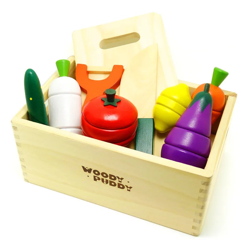 Montessori Cut Fruits and Vegetables Toy–Wooden Kitchen Toy