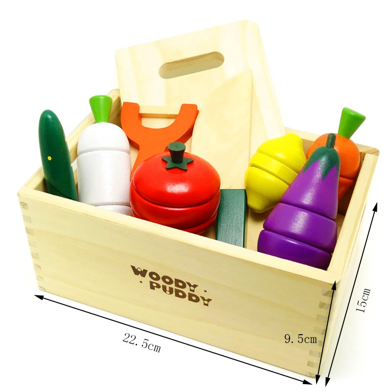 Montessori Cut Fruits and Vegetables Toy–Wooden Kitchen Toy