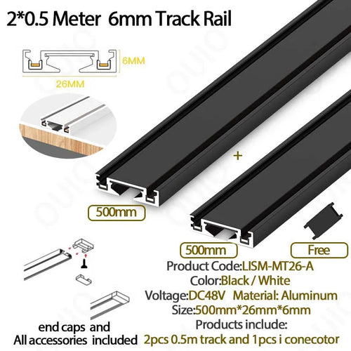 6MM Ultra Thin Aluminum 48V Magnetic Track Light System Smart Home